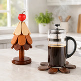 Pinecrest – Wooden Christmas Tree Trivet Set with Gravity-Fold Feathers