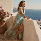 Solmare – Mediterranean Baroque Print Chemisier Maxi Dress