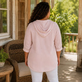 Muslina – Soft V-Neck Hooded Summer Top with Kangaroo Pocket