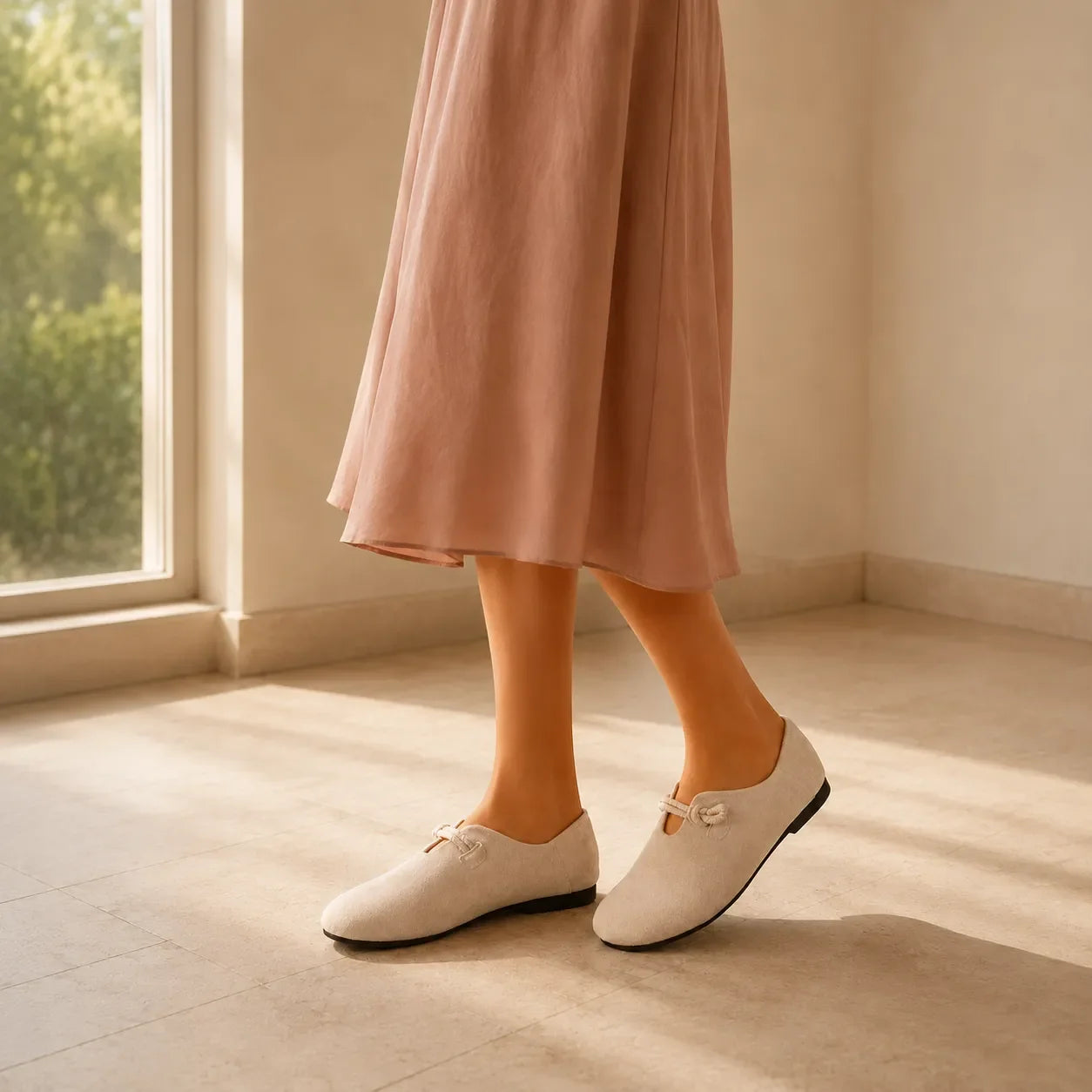Solette – Knot Strap Suede-Look Mary Jane Flats for Women