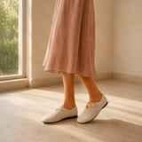 Solette – Knot Strap Suede-Look Mary Jane Flats for Women