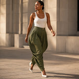Velora – High Waist Pleated Tapered Wide Leg Trousers for Women