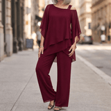 Élora – Women's Asymmetric Chiffon Two-Piece Set
