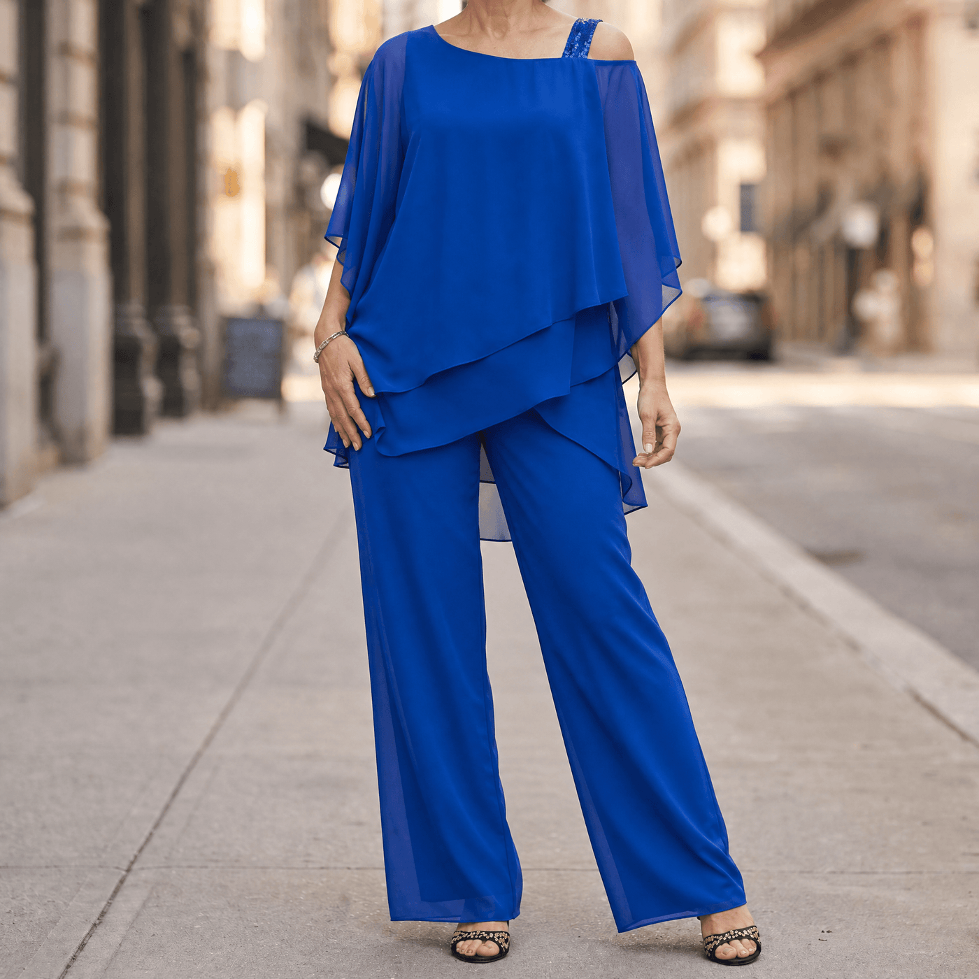 Élora – Women's Asymmetric Chiffon Two-Piece Set