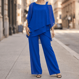 Élora – Women's Asymmetric Chiffon Two-Piece Set