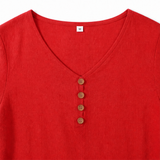 Lorelane – Relaxed V-Neck Midi Dress with Pockets for Women