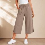 Lounella – Women's Soft Cropped Wide-Leg Pants