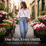 Lumière – Women's High-Waisted Cropped Barrel Jeans