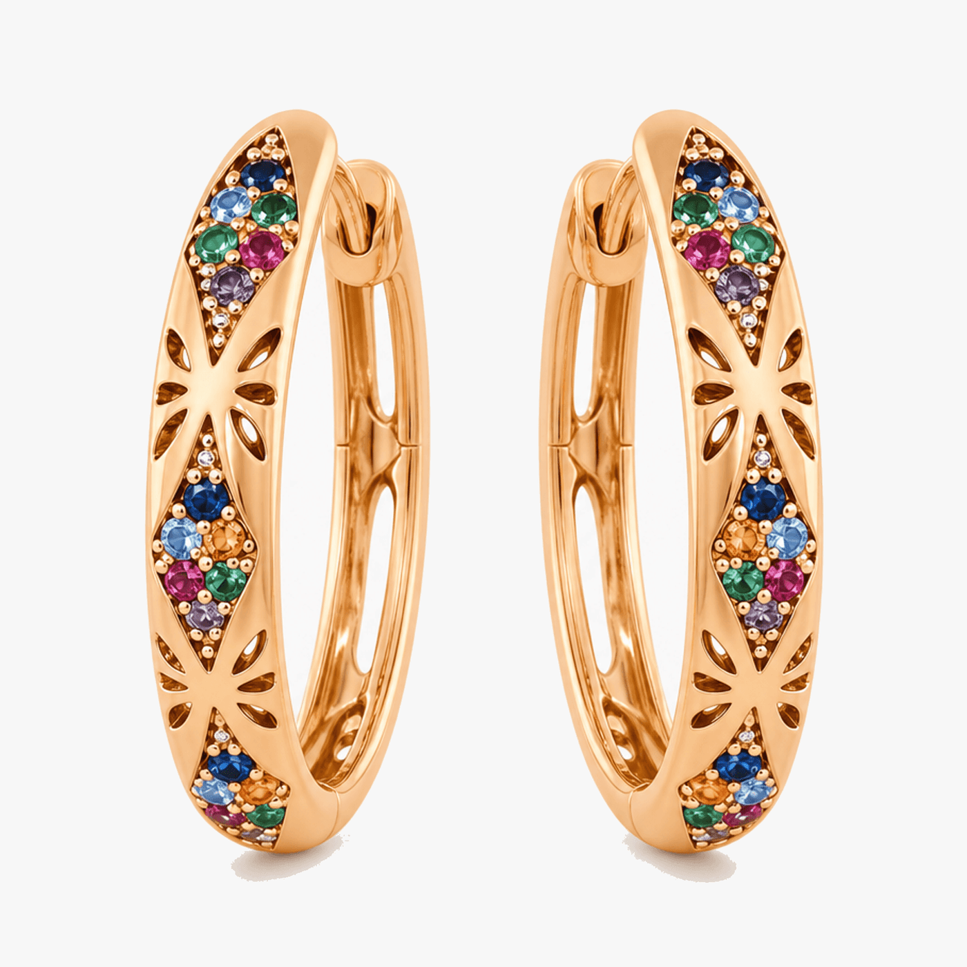 Lumielle – Sparkling Rose-Gold Floral Hoop Earrings