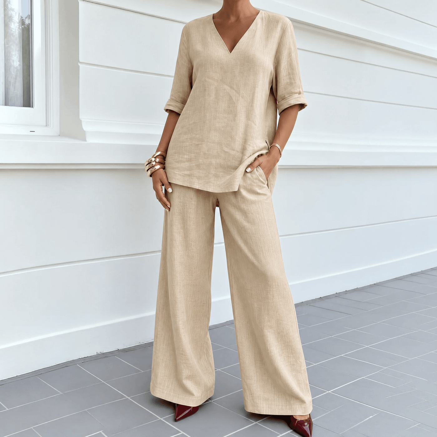 Lunara – Women's Asymmetric Linen Co-Ord Set