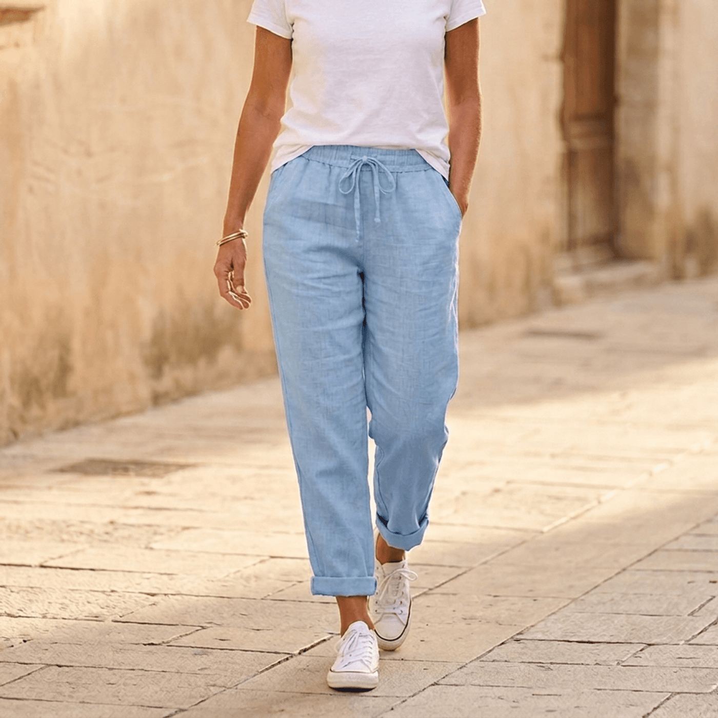 Lunara – Women's lightweight linen look summer pants