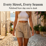 Lunavia - High-Waist Pleated Tailored Shorts