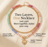 Lunavia – Pastel Bead Layered Necklace with Gold Heart