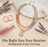 Lunavia – Pastel Bead Layered Necklace with Gold Heart