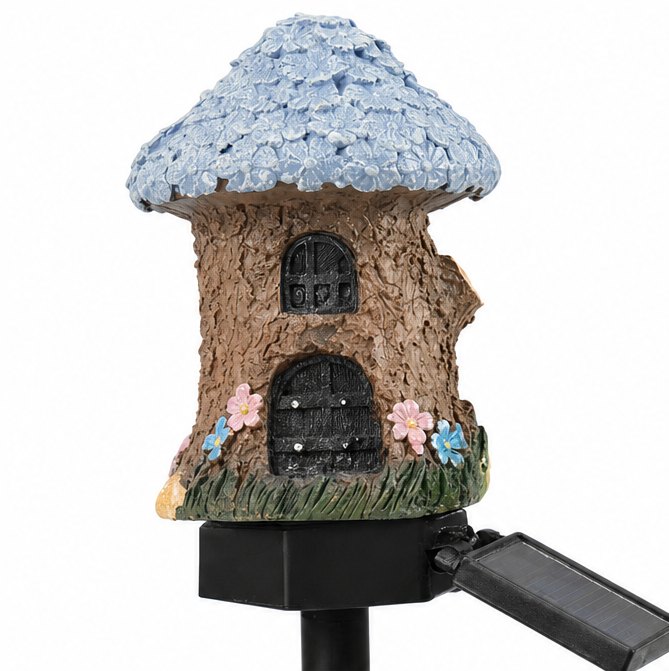 Lunavia – Solar Fairy Cottage Garden Stake Light, Hand-Sculpted Resin, Auto-On Warm LED