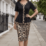 Lunavia – Women's Elegant Color-Block Peplum Set