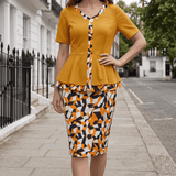 Lunavia – Women's Elegant Color-Block Peplum Set