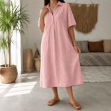 Lunavia – Women's Linen Polo Midi Dress