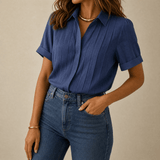 Lunavia – Women's Pleated Short-Sleeve Blouse