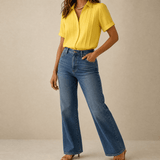 Lunavia – Women's Pleated Short-Sleeve Blouse