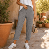 Lunavia – Women's Striped Pants with Elastic Waist