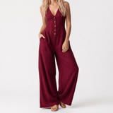 Lunavia – Women's Wide-Leg Button-Front Jumpsuit
