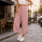 Lunavia – Women's Wide-Leg Tulip-Hem Capri Pants with Pockets