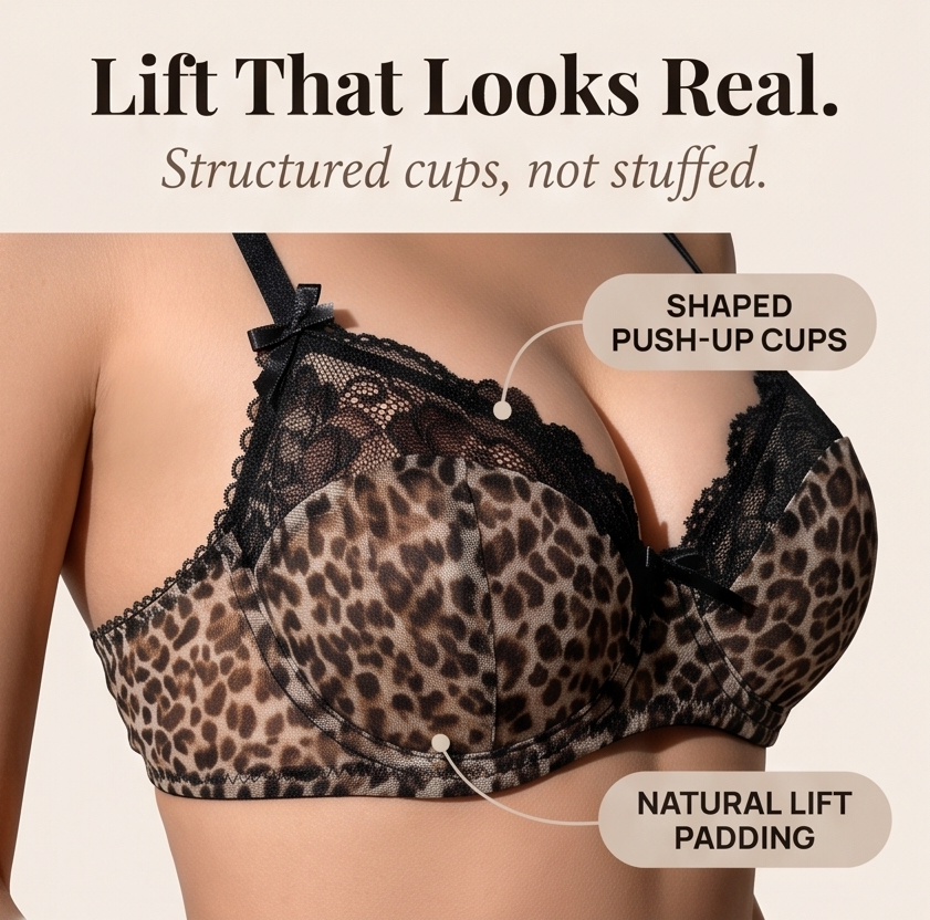 Luxette – Leopard lace push-up bra and panties set