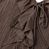Maelora – Crinkle Ruffle V-Neck Long Sleeve Blouse