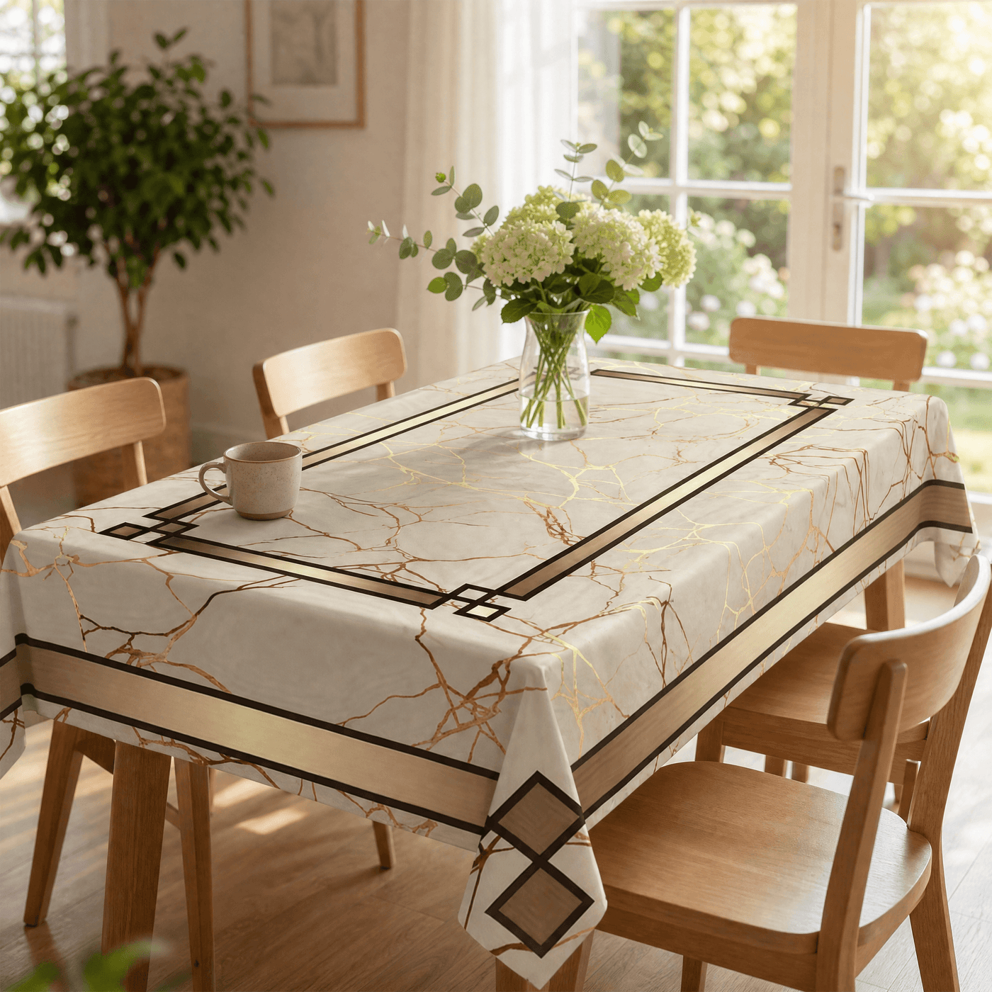 Marblara – Waterproof Gold Marble Tablecloth