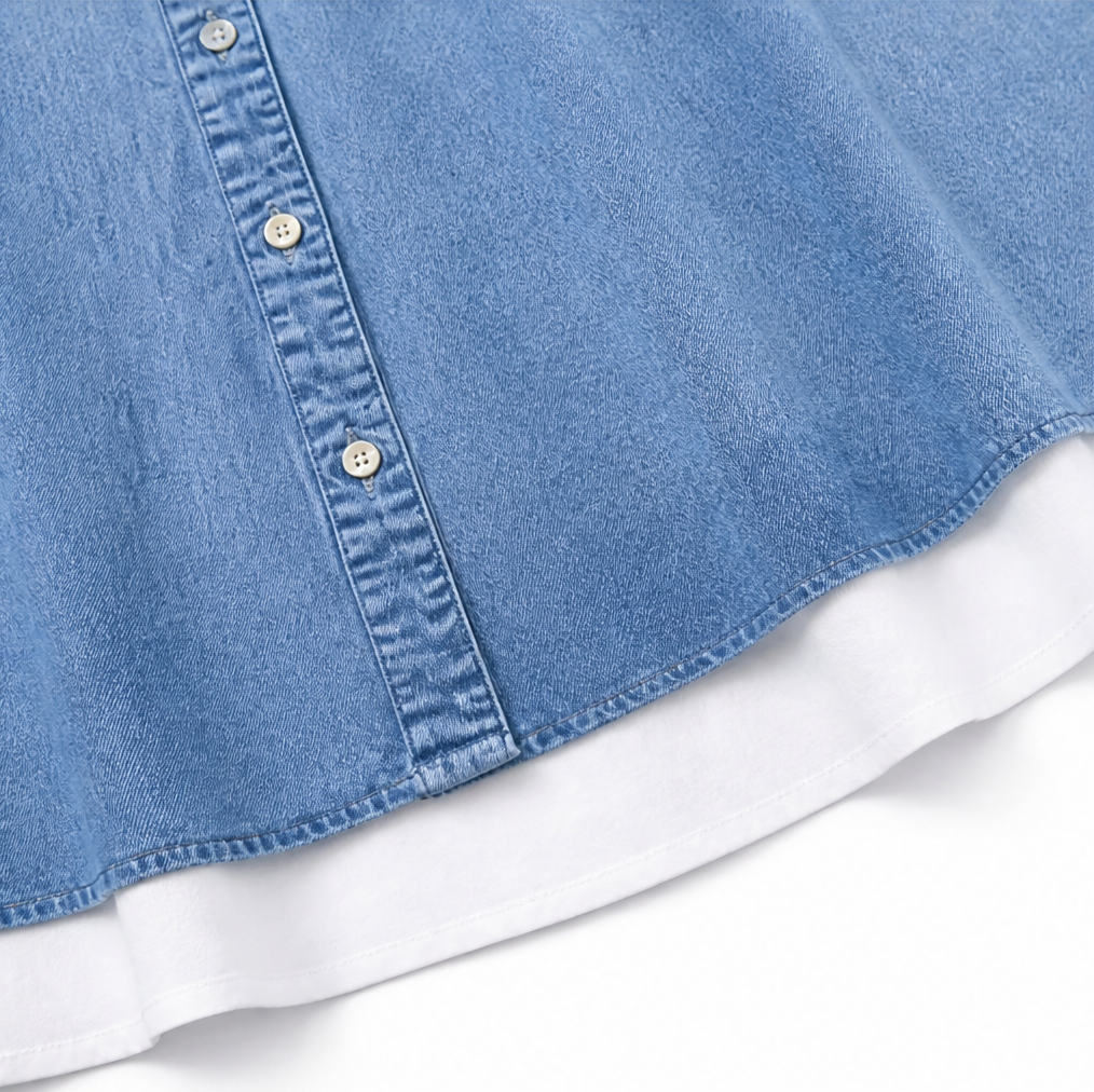 Marelle – Faux Two Piece Denim Look Shift Dress for Women