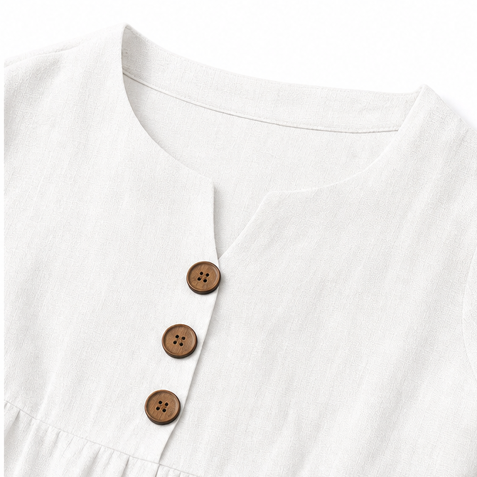 Marellia – Flowy Linen-Look V-Neck Maxi Dress with Pockets