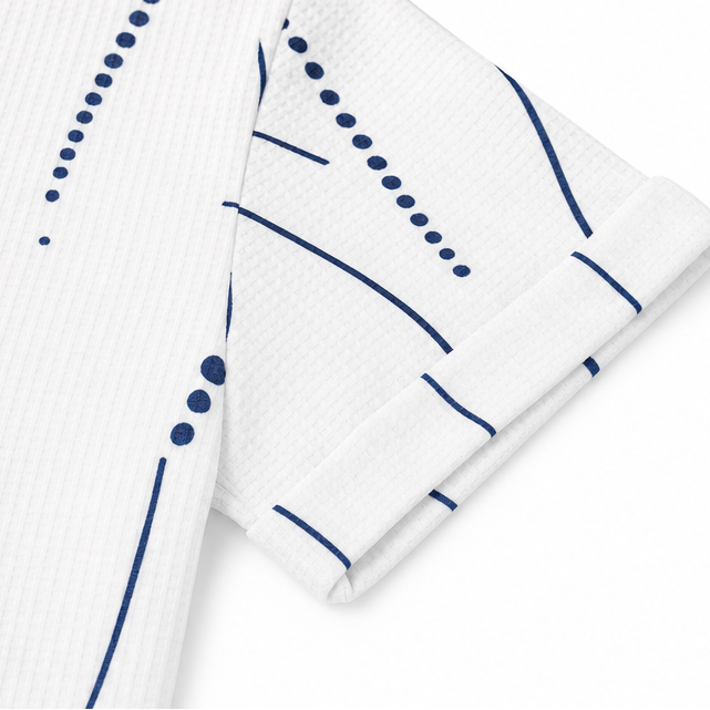 Marellia – Abstract Print Waffle Top with Button Placket