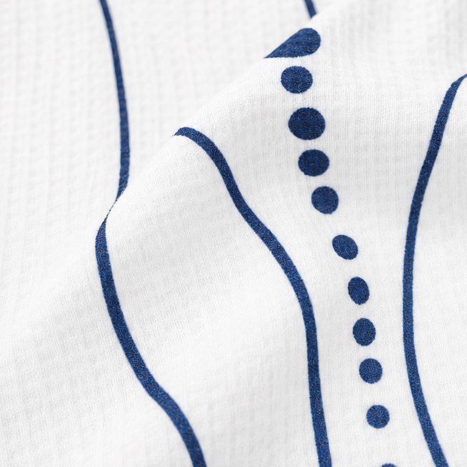 Marellia – Abstract Print Waffle Top with Button Placket