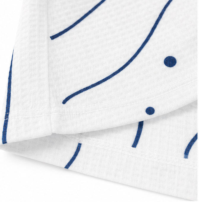 Marellia – Abstract Print Waffle Top with Button Placket
