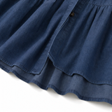 Marielle – Tiered Button-Front Denim-like Maxi Dress with Pockets