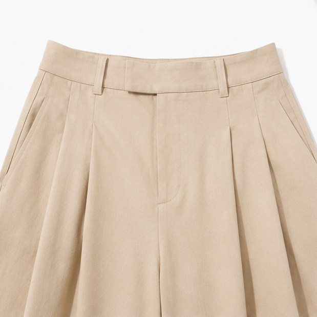 Marlow – Pleated Lantern Wide-Leg Trousers with Bow Cuffs