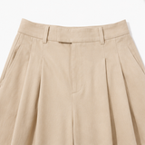 Marlow – Pleated Lantern Wide-Leg Trousers with Bow Cuffs