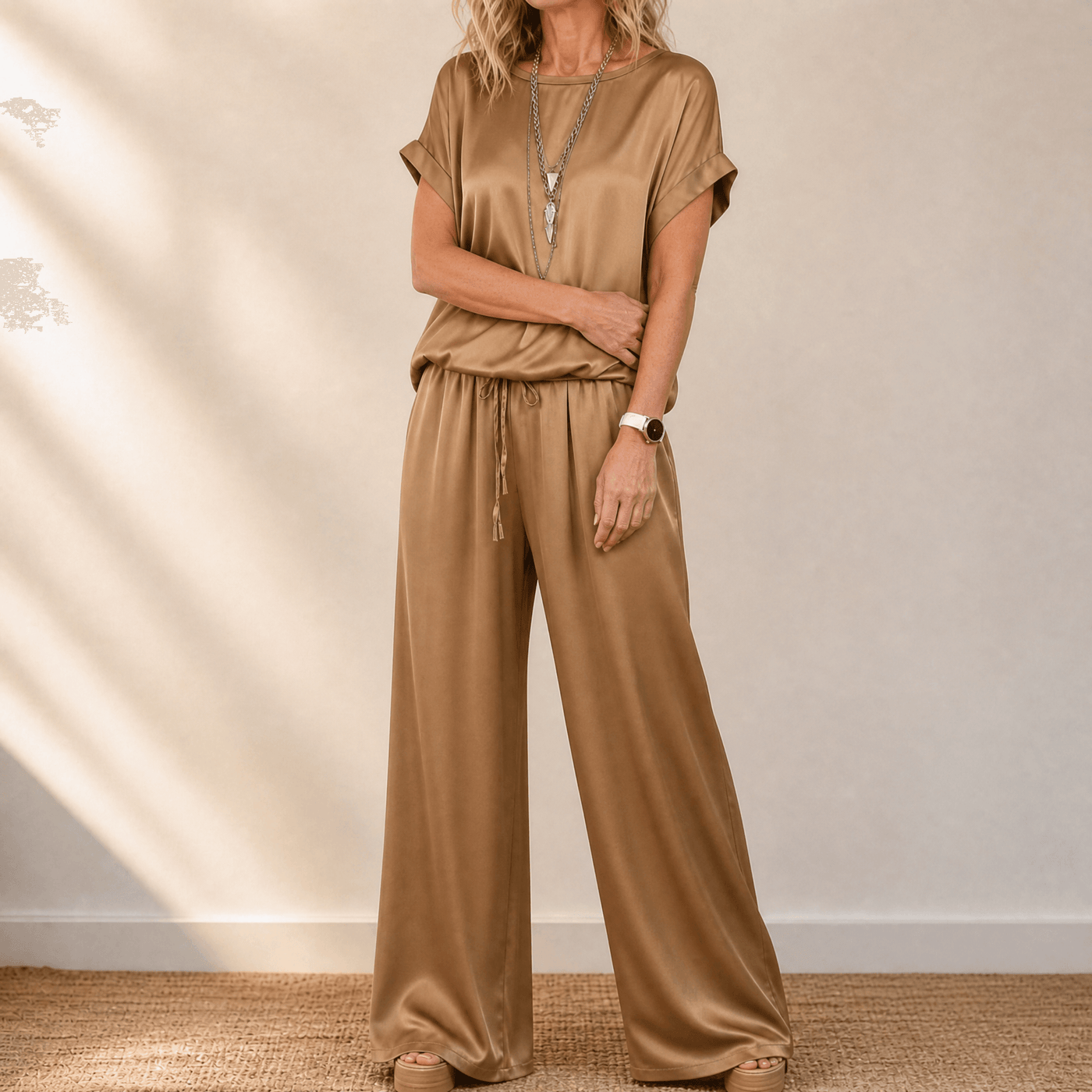 Nadine – Women's Two-Piece Set with Wide-Leg Trousers