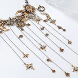 Celestra - Cascading Sun Moon & Star Fringe Necklace