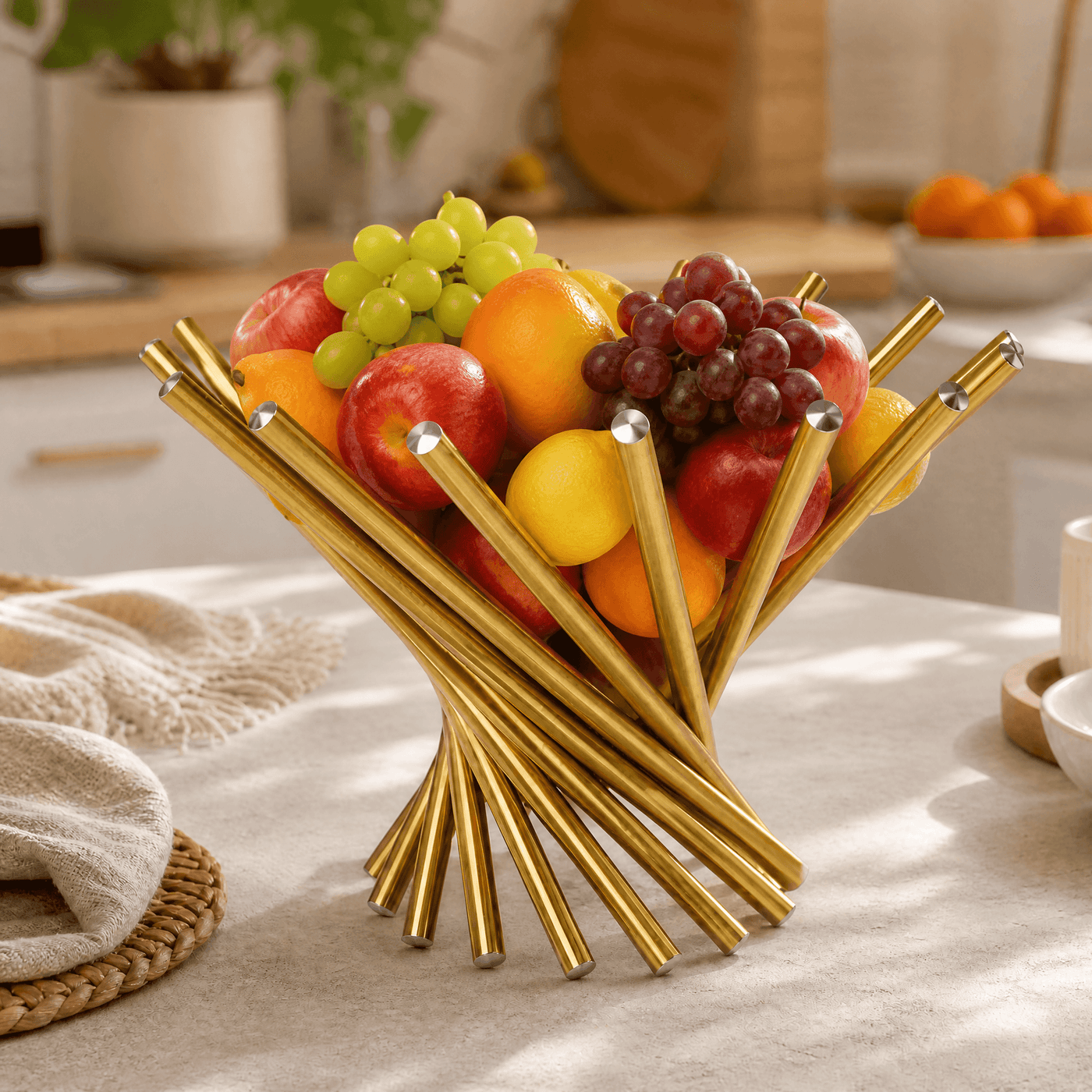 Nestelle – Elegant Stainless Steel Fruit Display Bowl