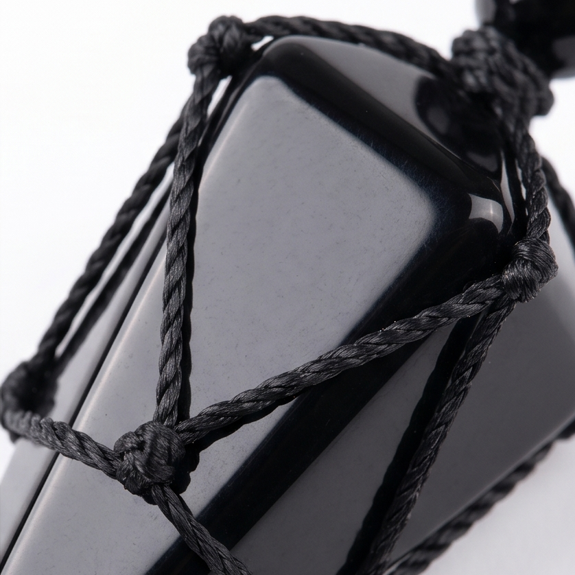 Noctera – Macramé-Wrapped Obsidian Pendant