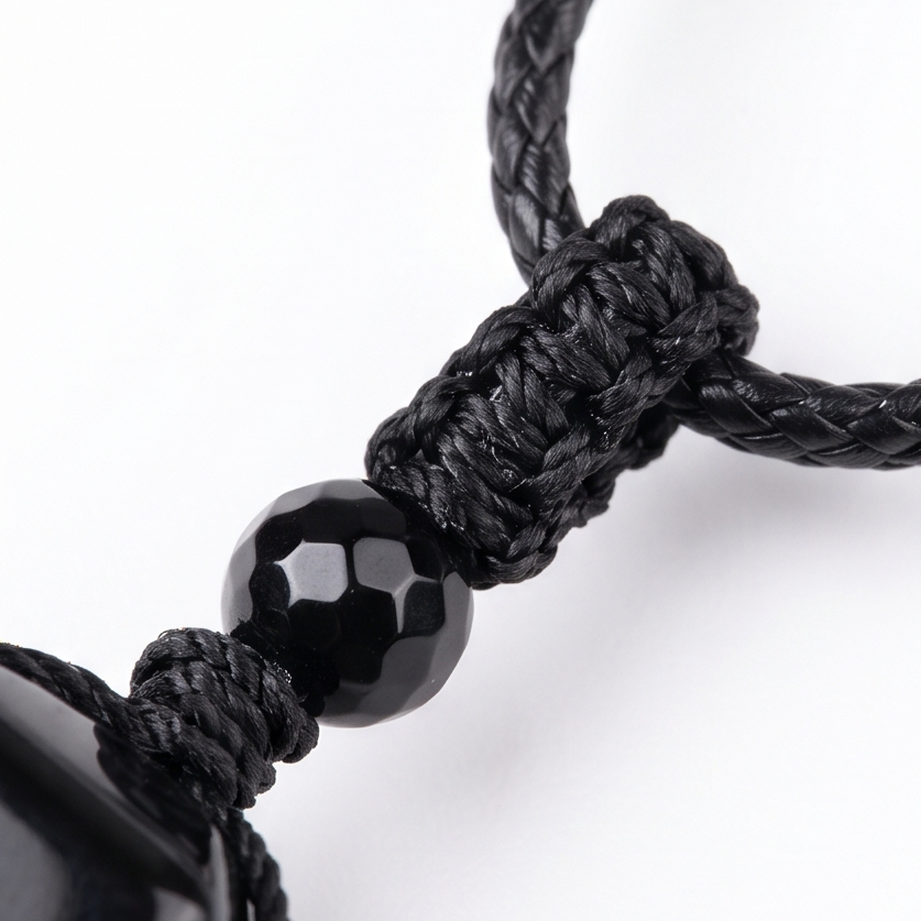 Noctera – Macramé-Wrapped Obsidian Pendant
