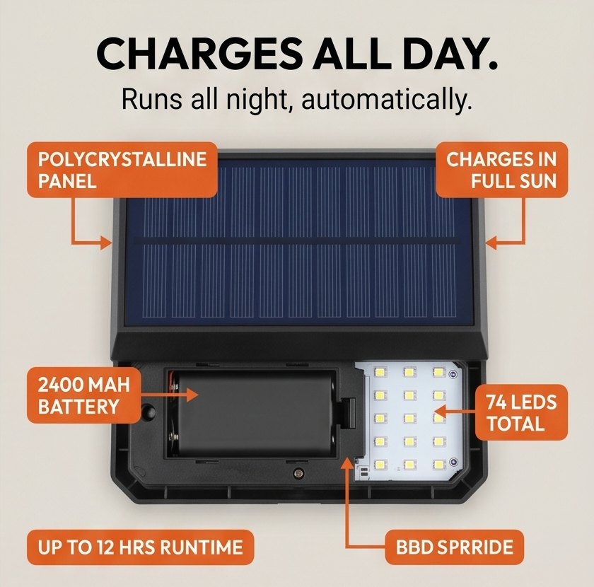 Northwall – 3-Head Solar Wall Light with Motion Sensor