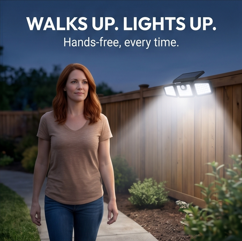 Northwall – 3-Head Solar Wall Light with Motion Sensor