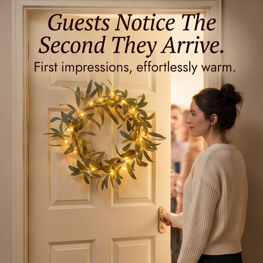 Olivelle – Warm-Glow Olive Wreath for Doors and Walls