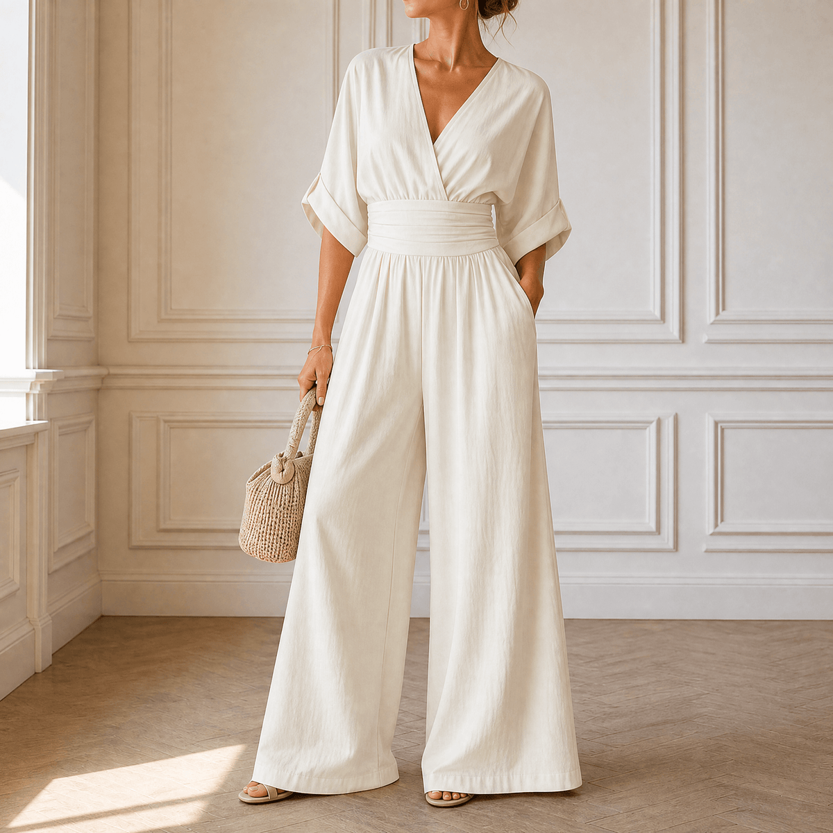 Olyara – Women's Elegant Wrap Jumpsuit
