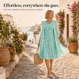 Marisella – Floral Midi Dress with Sheer Cardigan 2-Piece Set