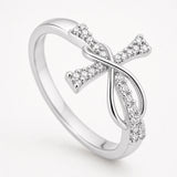 Graceloop – Mobius Cross Ring with Pavé Stones, Gold or Silver