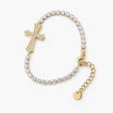 Lumière – Pavé Zircon Cross Tennis Bracelet in Silver or Gold
